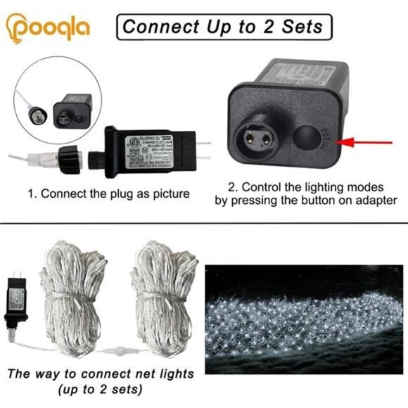 Cool White Net Lights, 360 LED Outdoor Christmas Net Lights, 21x5 ft Mesh Lights - Picture 5 of 7